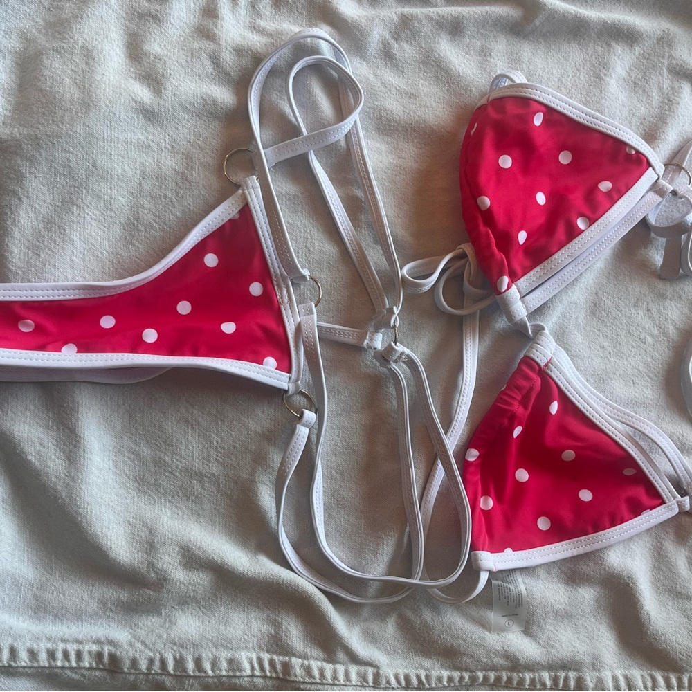 Fashion Nova Red and White Polka Dot Bikini